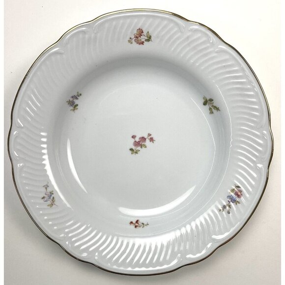 Set 5 RICHARD GINORI 9.25" GIN98 White Gold Rim Floral SOUP BOWLS Made in Italy - Picture 3 of 5